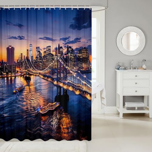 Erosebridal NYC Skyline Shower Curtain Set 72x72