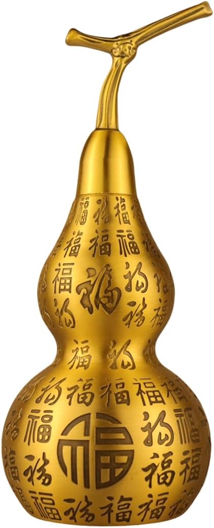 Chinese Gourd Feng Shui Charm Brass Sculpture Decor