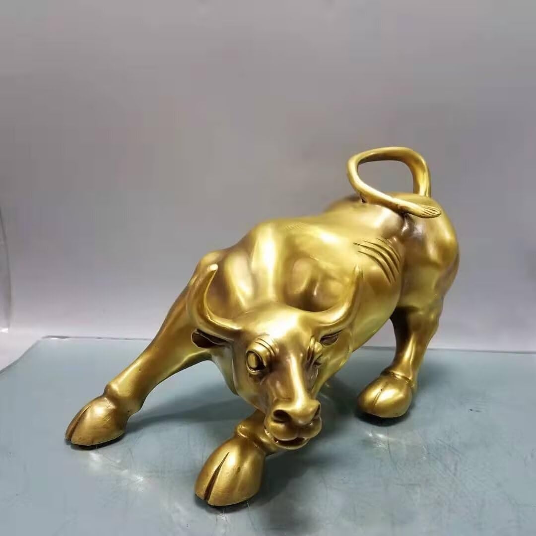 Julrybox Chinese Golden Bull Brass Figurine Feng Shui Ornament 1