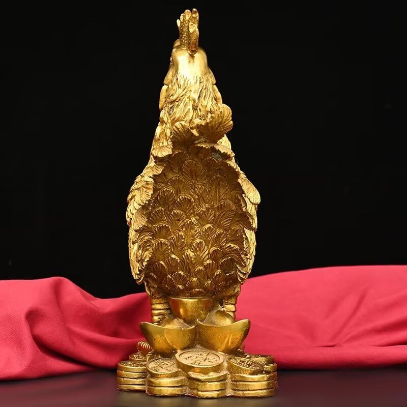 Julrybox Brass Chicken Feng Shui Statue Decor 1