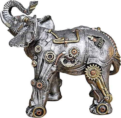 Steampunk Style Elephant Sculpture Modern Home Decor Resin Statue