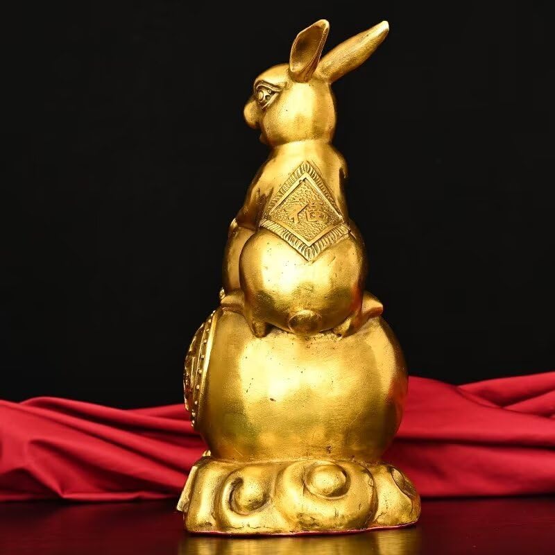 Julrybox Brass Rabbit Feng Shui Statue