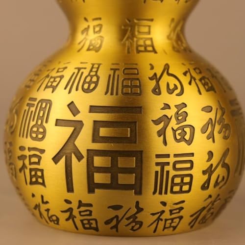 Chinese Gourd Feng Shui Charm Brass Sculpture Decor