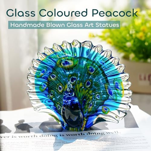 Crystalsuncatcher Peacock Art Glass Table Top Sculpture