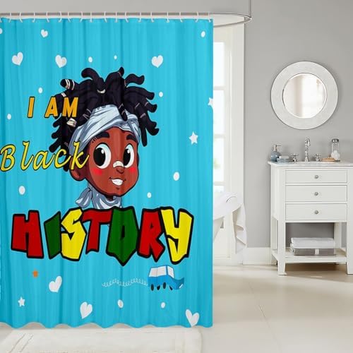 Black Boy Shower Curtain Set for Kids Teens