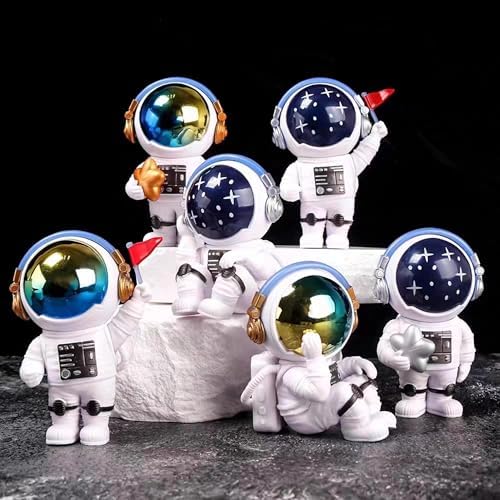Blue Stars Astronaut Statues Resin Space Decor Figurines