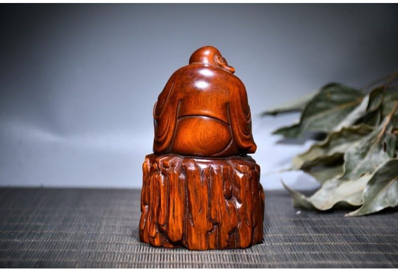 LimpaC Collection Boxwood Tree Stool Maitreya Buddha Statue