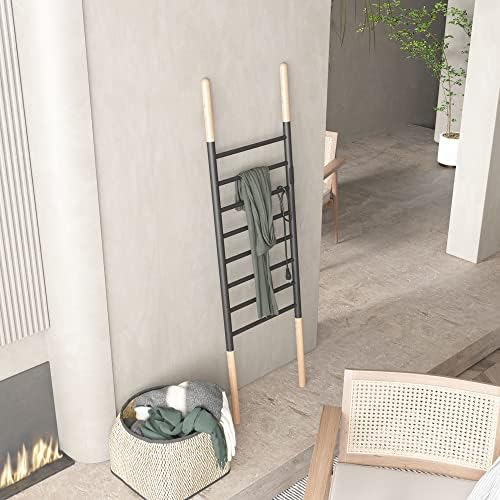 PBhusri 8-Bar Towel Warmer Stand Matte Black Wall-Mounted Electric Drying Rack