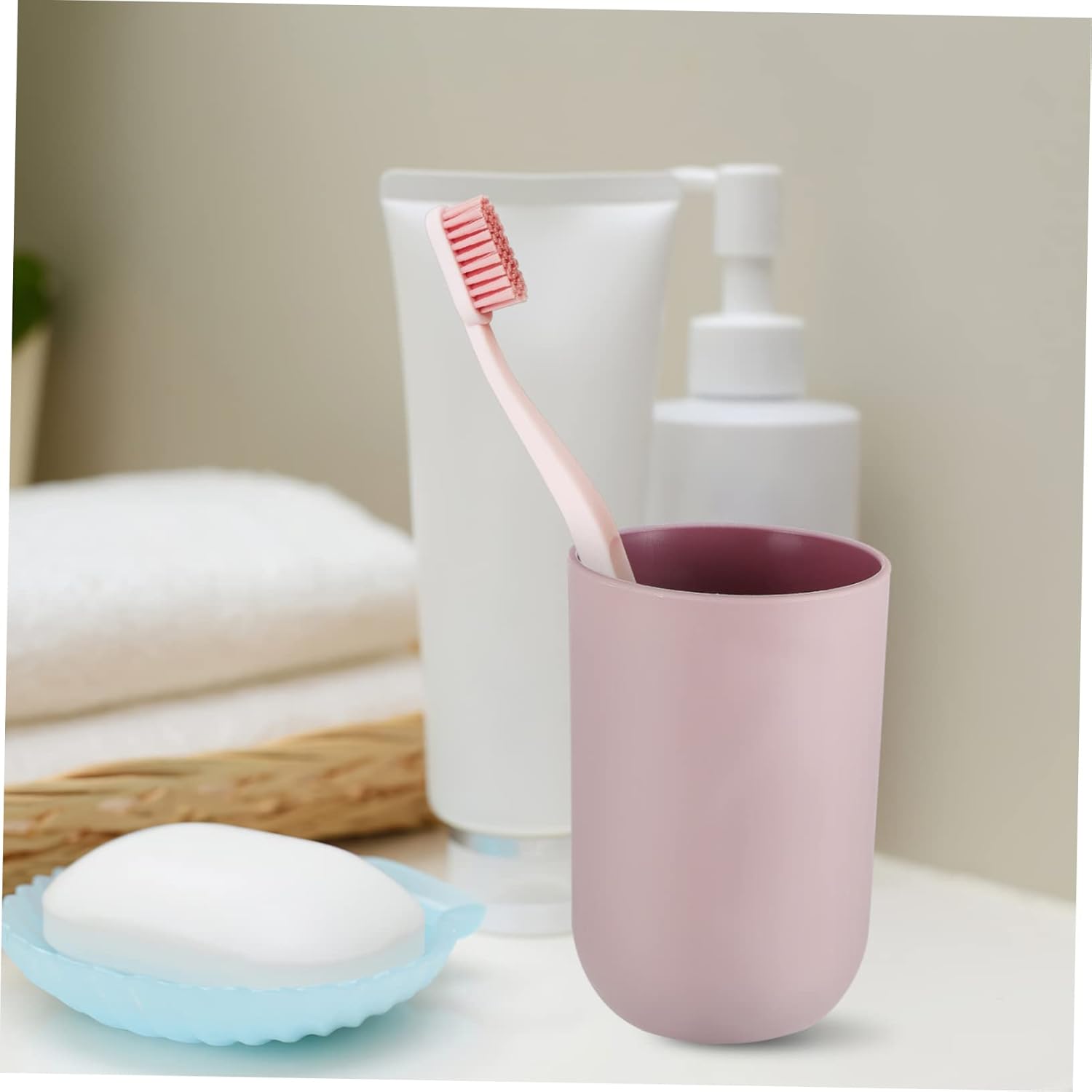 4pcs Simple Style Toothbrush Cups Tumblers for Mouthwash and Rinsing