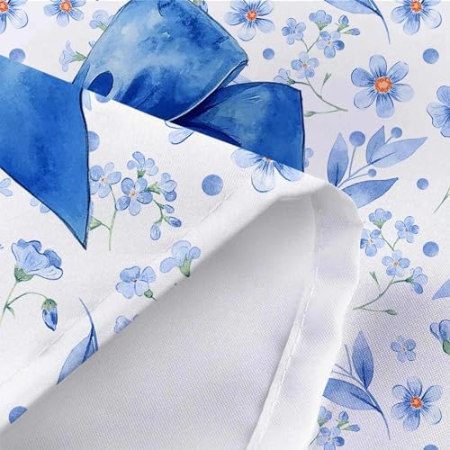 Blue Bow Shower Curtain Set 72x72in