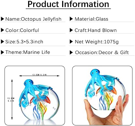 QFkris Colorful Octopus Jellyfish Collectible Glass Sculpture