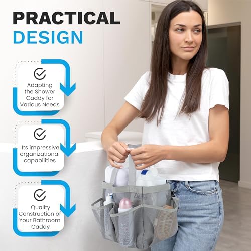 Handy Laundry Mesh Shower Caddy Bag - 7 Pockets Grey
