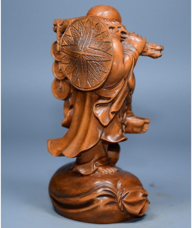 Handcrafted Boxwood Maitreya Buddha Statue for Home Decor