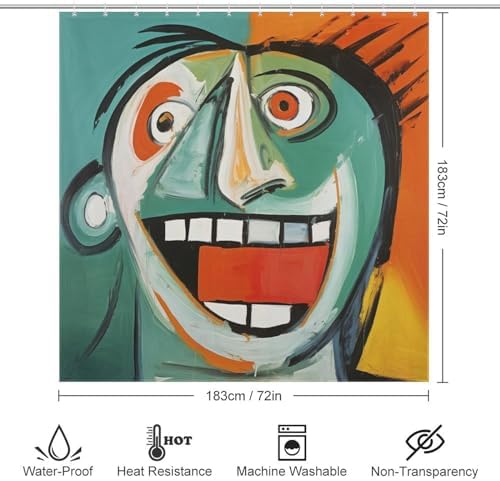 Laughing Boy Boho Shower Curtain Set with 12 Hooks 72x72in