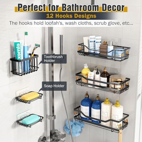 OMAIRA 6-Pack Shower Caddy Organizer Set with Hooks and Storage