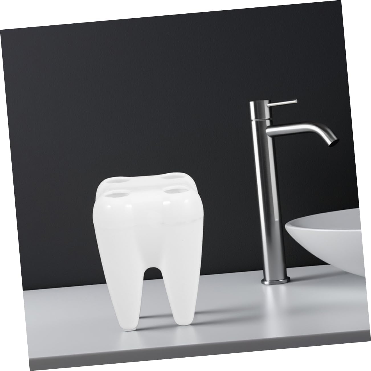 Tooth-Shaped Brush Holder for Kids Ventilated Sturdy