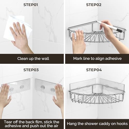 Orimade 2 Pack Corner Shower Caddy with Hooks