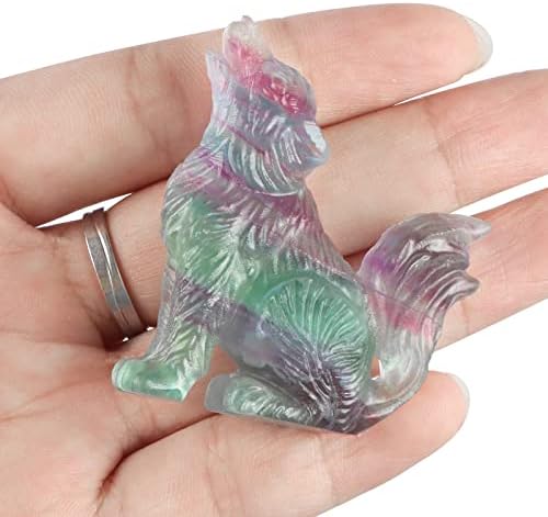 2 Crystal Wolf Statue Healing Decor with Gift Box