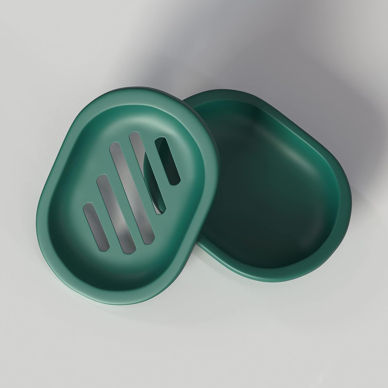 Topsky 2 Pcs Soap Dish with Drip Tray - Dark Green 1