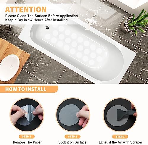 Non-Slip Bathtub Stickers 24 PCS with Scraper for Safety