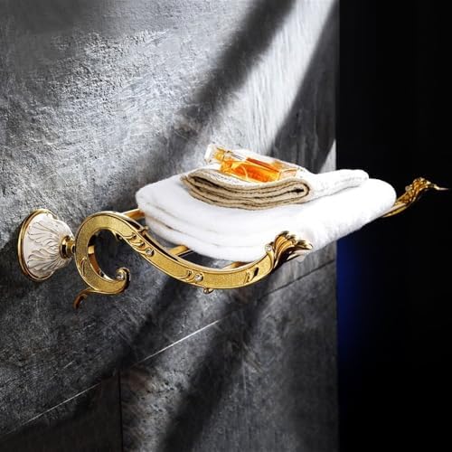 Gold Towel Rack with 4 Bars Luxury Wall Mounted Bathroom Shelf