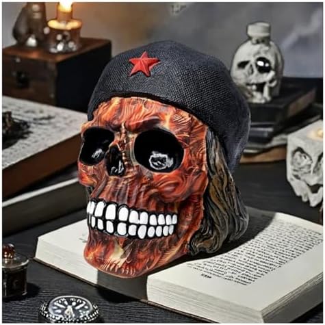 Decorative Military Skull Figurine 65 Inch Camo and Flame Design