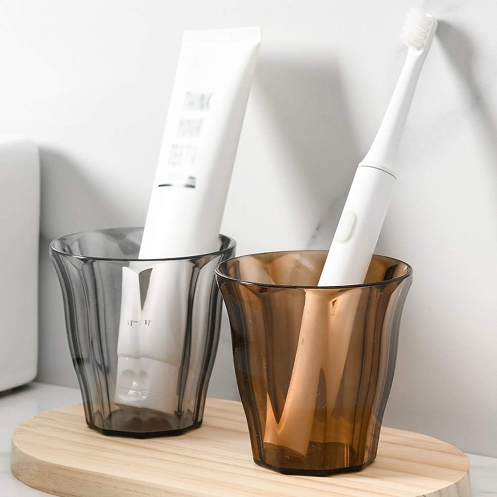 Home Simple Style Transparent Plastic Toothbrush Cup for Adults and Kids