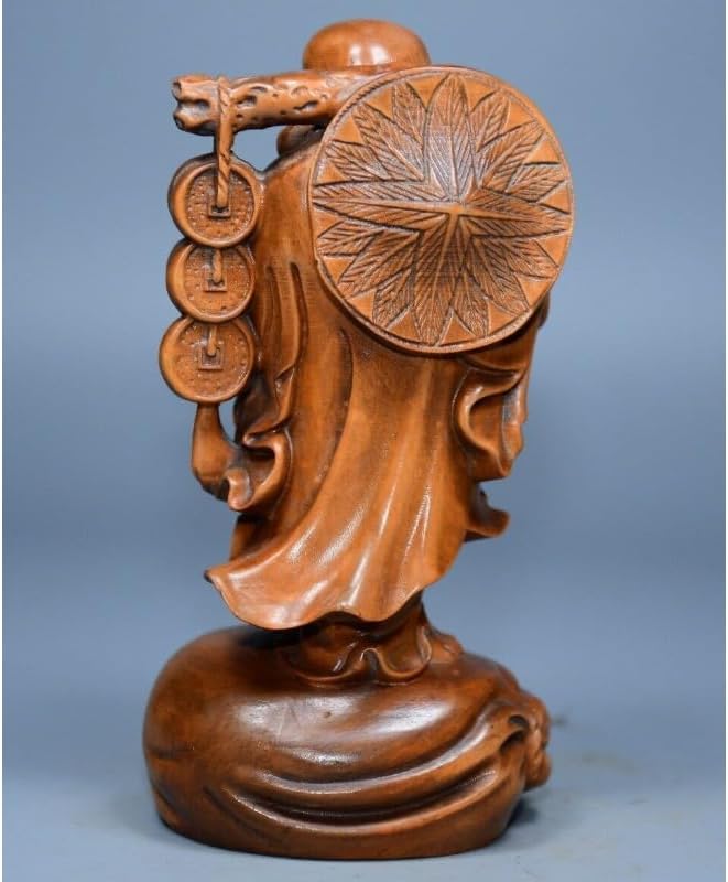 Handcrafted Boxwood Maitreya Buddha Statue for Home Decor