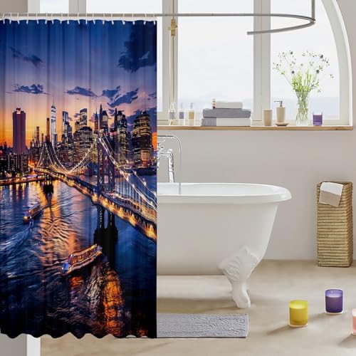 Erosebridal NYC Skyline Shower Curtain Set 72x72