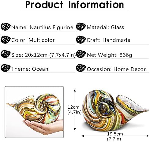 QFkris Multicolor Glass Nautilus Conch Figurine 1