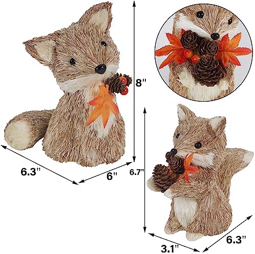 winemana Sisal Fox Fall Decor Set of 2