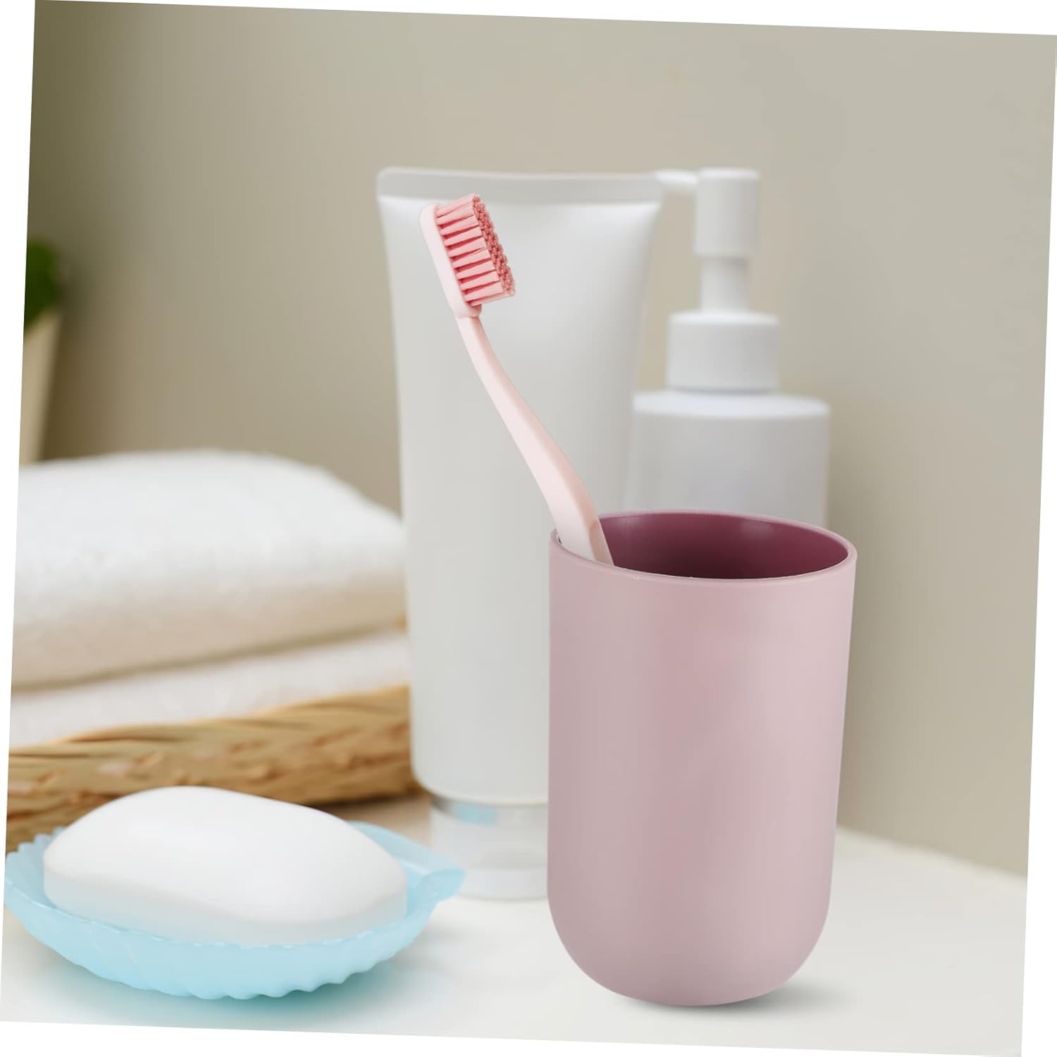4PCS Simple Style Toothbrush Tumblers for Bathroom Use