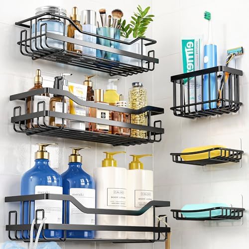 OMAIRA 6-Pack Shower Caddy Organizer Set with Hooks and Storage