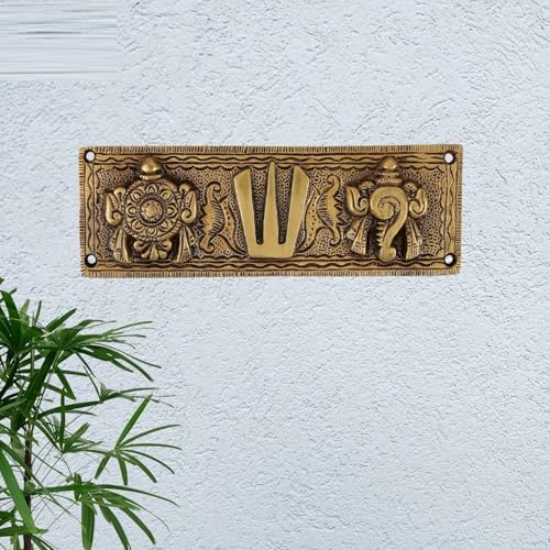 Brass Shankh Chakra Namah Wall Hanging Showpiece - 187 Cm