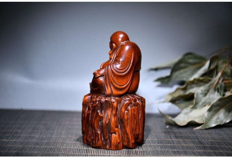 LimpaC Collection Boxwood Tree Stool Maitreya Buddha Statue