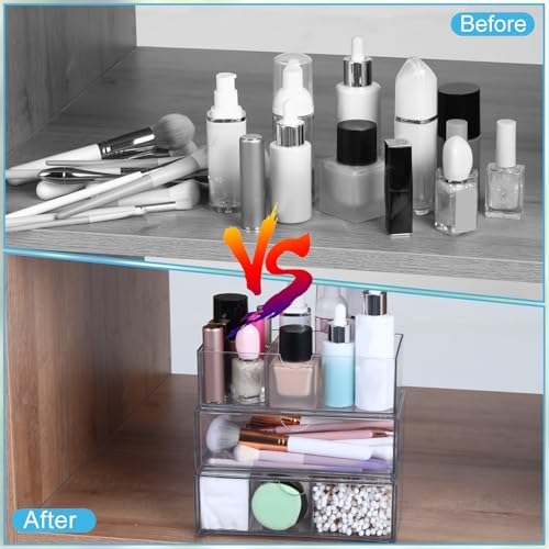 3 Packs Medicine Cabinet Organizer with 3 Drawers and Removable Dividers 1