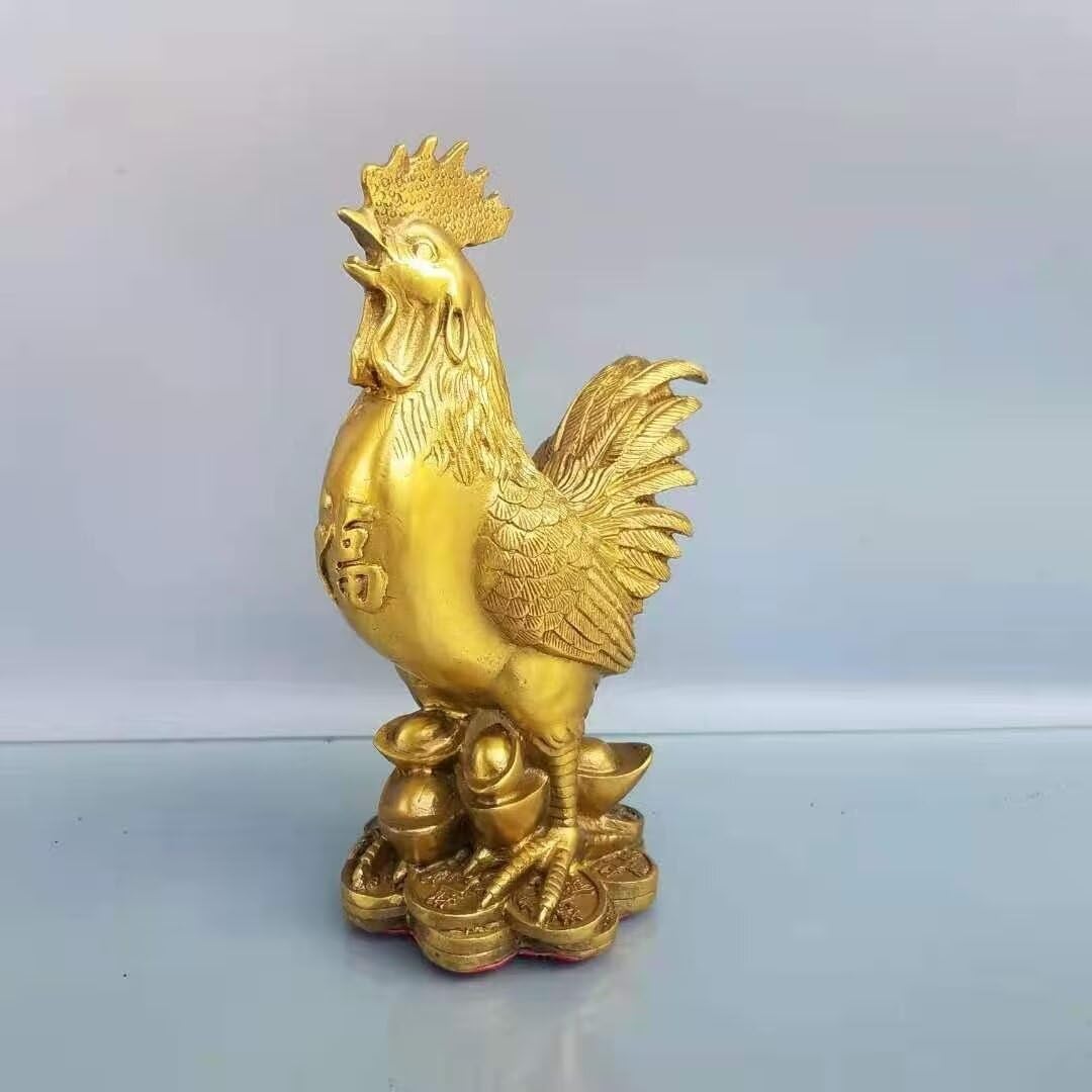 Julrybox Copper Chicken Zodiac Statue Decor