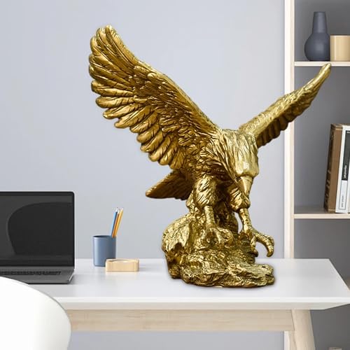 Golden Resin Flying Wild Eagle Statue - Perfect Home Office Decor