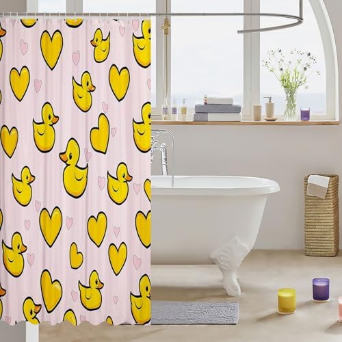 Erosebridal Yellow Duck Shower Curtain Set with 15 Hooks 1