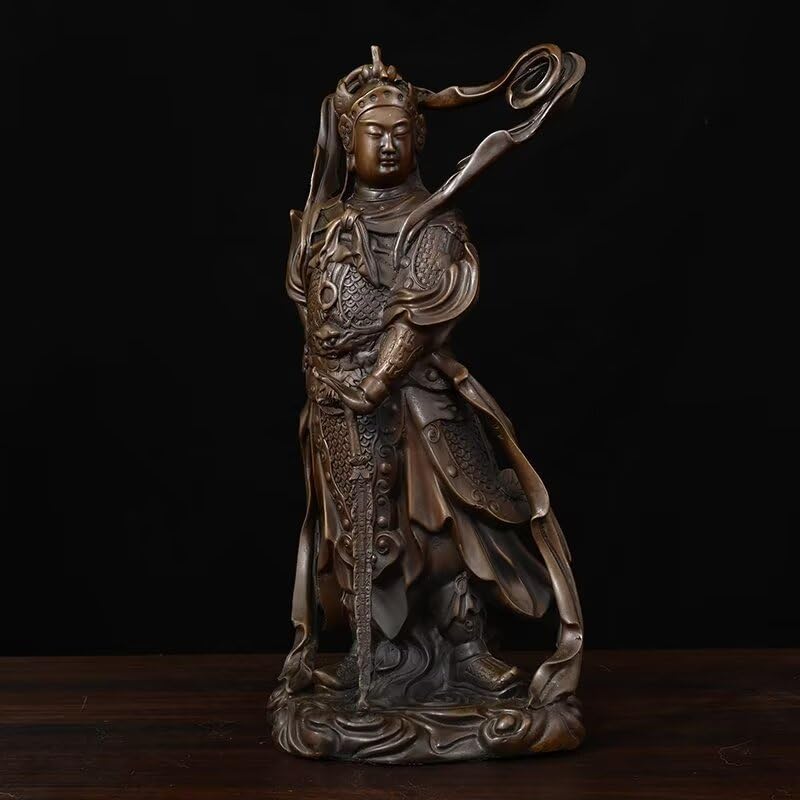 Guan Yu Brass Statue with Dragon Pattern 79 x 75 x 161 Inch