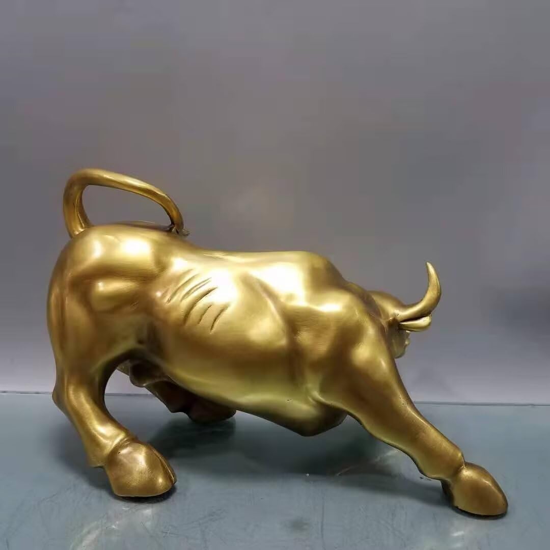 Julrybox Chinese Golden Bull Brass Figurine Feng Shui Ornament 1