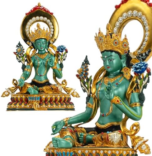 AksharaPadma Green Tara Buddha Statue 551 Inch