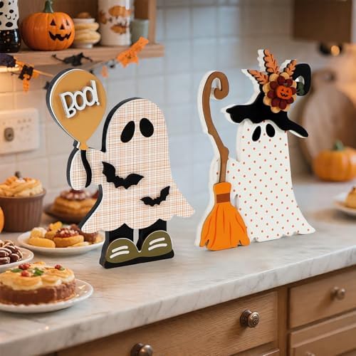 DAZONGE Halloween Decorations 2 Pack Cute Ghost Witch