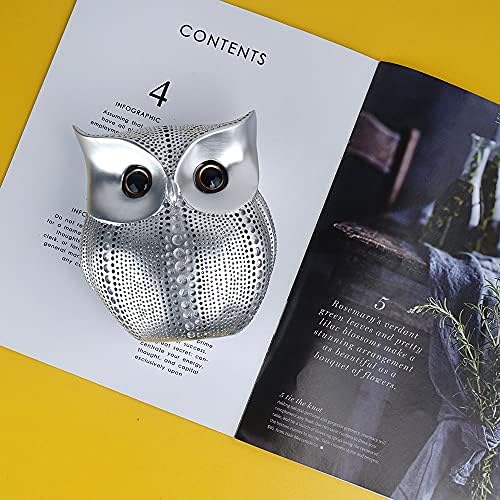 YIKESSHU Owl Statue Home Decor Luxury Silver Resin Sculpture