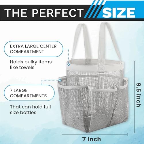 Handy Laundry Mesh Shower Caddy Bag - 7 Pockets Grey