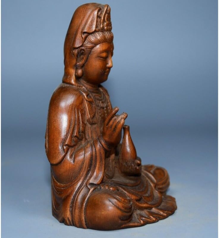 LimpaC Mini Boxwood Kwan-Yin Statue Handmade Home Decor