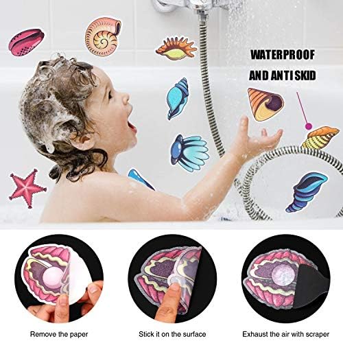 Secopad Non-Slip Bathtub Stickers 16 PCS Sea Shell Decal Treads