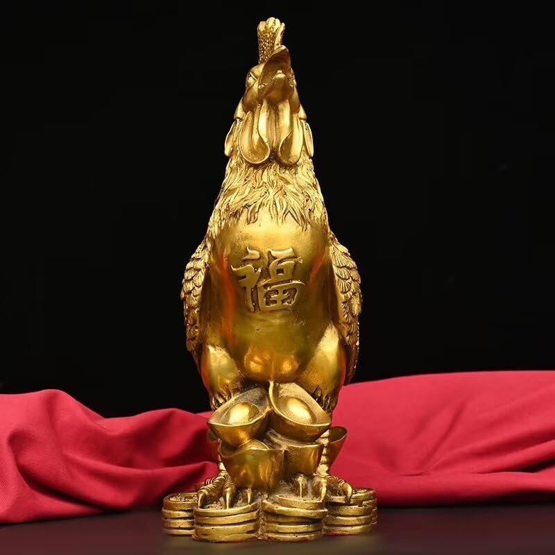 Julrybox Brass Chicken Feng Shui Statue Decor 1