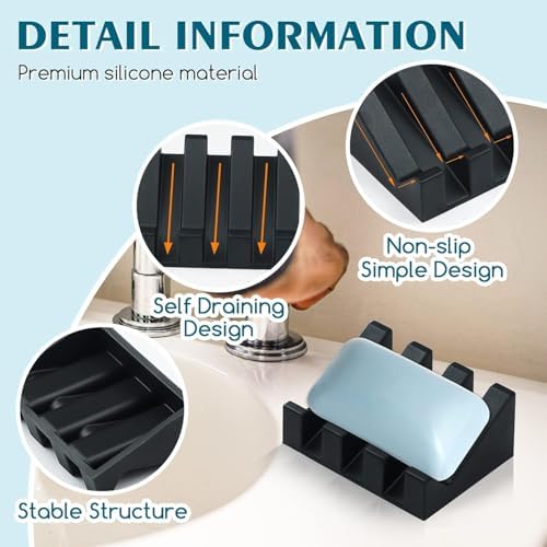 MRBULLOCK Silicone Soap Dish - 2 Pack Black