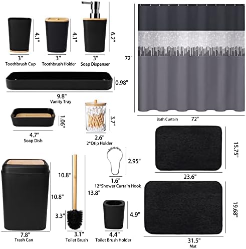 XLHOMO 24PCS Black Bathroom Accessory Set
